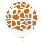 Kalisan 12" Safari Giraffe Printed White (Caramel) Latex Balloon, 25 pieces