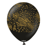 Kalisan 12" Mutant Printed Standard Black (Gold) Latex Balloon, 25 pieces