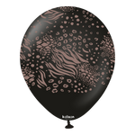 Kalisan 12" Mutant Printed Standard Black (Dark_Brown) Latex Balloon, 25 pieces