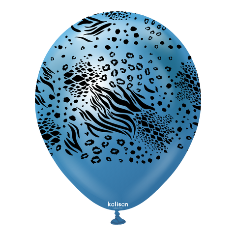 Kalisan 12" Mutant Printed Mirror Blue  Latex Balloon, 25 pieces