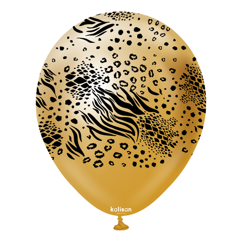 Kalisan 12" Mutant Printed Mirror Gold  Latex Balloon, 25 pieces