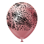 Kalisan 12" Mutant Printed Mirror Pink  Latex Balloon, 25 pieces