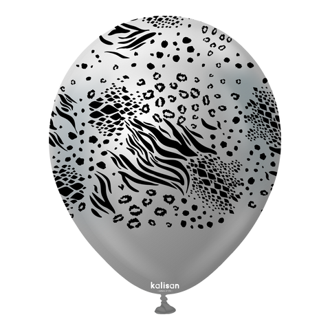 Kalisan 12" Mutant Printed Mirror Silver  Latex Balloon, 25 pieces