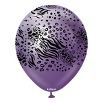 Kalisan 12" Mutant Printed Mirror Violet  Latex Balloon, 25 pieces