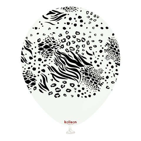 Kalisan 12" Mutant Printed Standard White (printed Black) Latex Balloon, 25 pieces