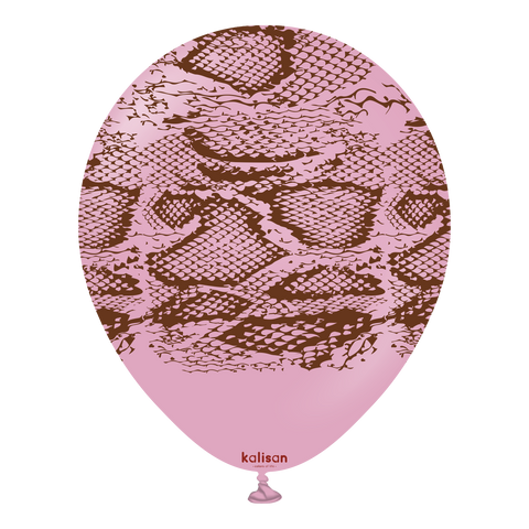 Kalisan 12" Snake Printed Retro Dusty Rose Latex Balloon, 25 pieces