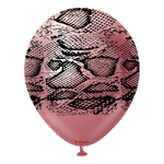 Kalisan 12" Snake Printed Mirror Pink  Latex Balloon, 25 pieces