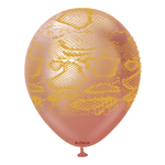 Kalisan 12" Snake Printed Mirror Rose Gold (Gold) Latex Balloon, 25 pieces