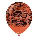 Kalisan 12" Snake Printed Retro Rust Orange Latex Balloon, 25 pieces
