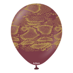 Kalisan 12" Snake Printed Standard Burgundy  Latex Balloon, 25 pieces