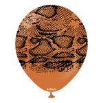 Kalisan 12" Snake Printed Standard Caramel Brown Latex Balloon, 25 pieces