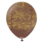 Kalisan 12" Snake Printed Standard Chocolate Brown Latex Balloon, 25 pieces