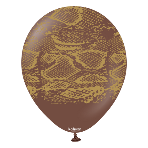 Kalisan 12" Snake Printed Standard Chocolate Brown Latex Balloon, 25 pieces