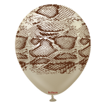 Kalisan 12" Snake Printed Mirror White Gold (Dark Brown) Latex Balloon, 25 pieces