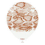 Kalisan 12" Snake Printed Standard White  Latex Balloon, 25 pieces