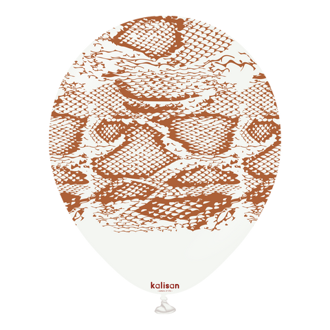 Kalisan 12" Snake Printed Standard White  Latex Balloon, 25 pieces