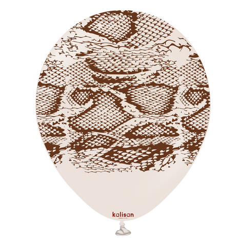 Kalisan 12" Snake Printed Retro White Sand Latex Balloon, 25 pieces