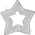 Glitter Silver 48" OPEN STAR Silver – 1 PIECE