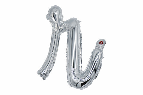 16" Silver Letter "r", Cursive Lower Case Letter Foil Balloon