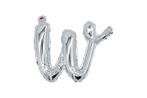 16" Silver Letter "w", Cursive Lower Case Letter Foil Balloon