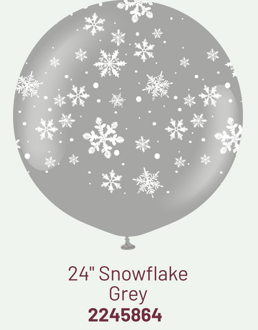 Kalisan 24" Snowflake Grey Printed Latex Balloon, 1 piece