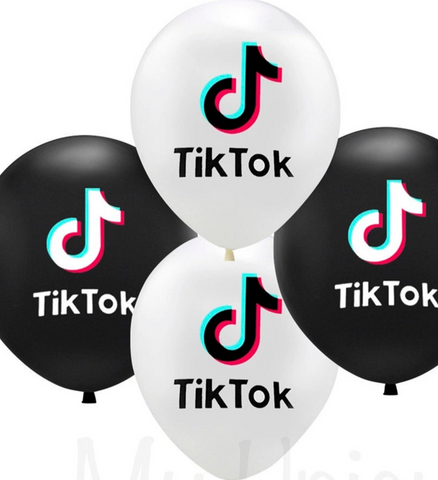 10ct, 11" White & Black Tik Tok latex Balloon