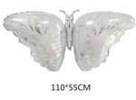 43"x22" Large Butterfly Silver & White Foil Balloon