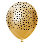 Kalisan 12" Safari Cheetah Printed Mirror Gold (Black) Latex Balloon, 25 pieces