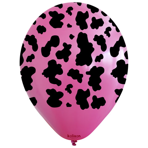 Kalisan 24" Safari Cow Printed Latex Balloon Fuchsia, `1 pieces