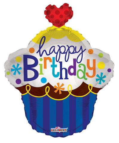 22″ PR Cupcake Birthday With Heart Shape – Single Pack