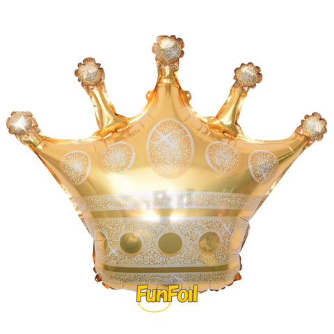35"x 40" Gold Crown foil balloon, package