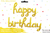 Gold Happy Birthday Cursive foil balloon, package 2 pieces
