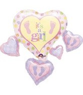 33" Baby Steps It's a Girl, Foil Balloon