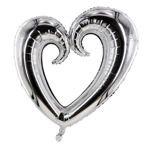 Silver, 40" Big Heart Foil Balloon