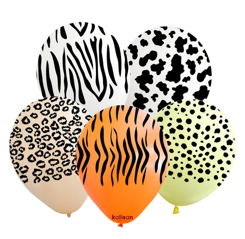 Kalisan 12" Safari Patterns Printed Latex Balloon, 25 pieces