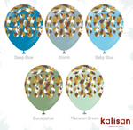 Kalisan 12" Savanna Printed Retro Eucalyptus  Latex Balloon, 25 pieces