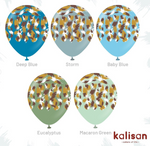 Kalisan 12" Savanna Printed Retro Deep Blue Latex Balloon, 25 pieces