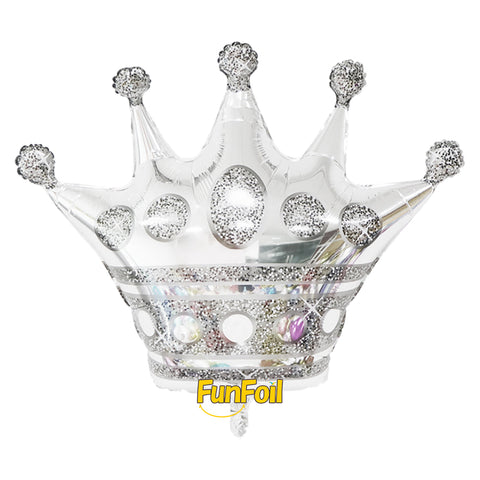 35"x 40" Silver Crown foil balloon, package
